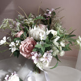 Native White King Protea Wedding Bouquet 38cmW